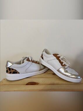 Cole Haan White Sneakers with Tan and Leopard Accent